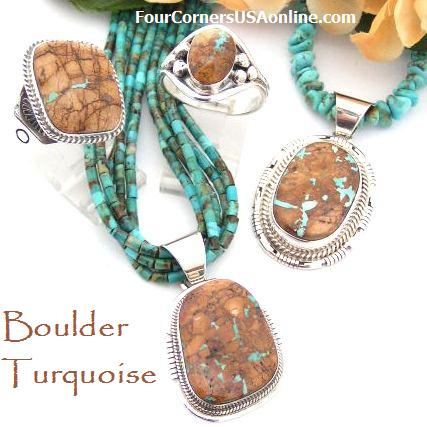 Boulder Ribbon Turquoise Four Corners USA OnLine Native American Jewelry