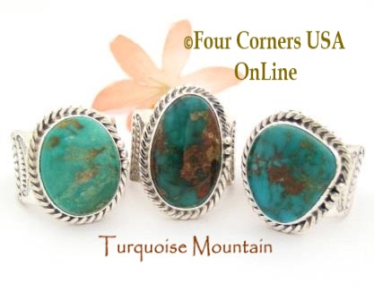 Mens Native American Turquoise Mountain Rings Four Corners USA OnLine