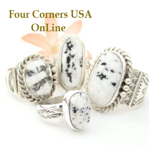 White Buffalo Turquoise Rings for Men and Women Four Corners USA OnLine Native American Jewelry