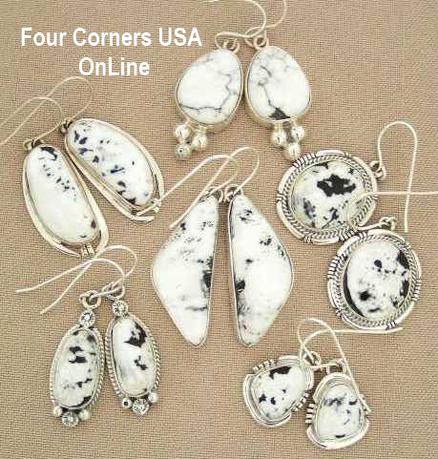 White Buffalo Turquoise Earrings Four Corners USA OnLine Native American Jewelry Collection